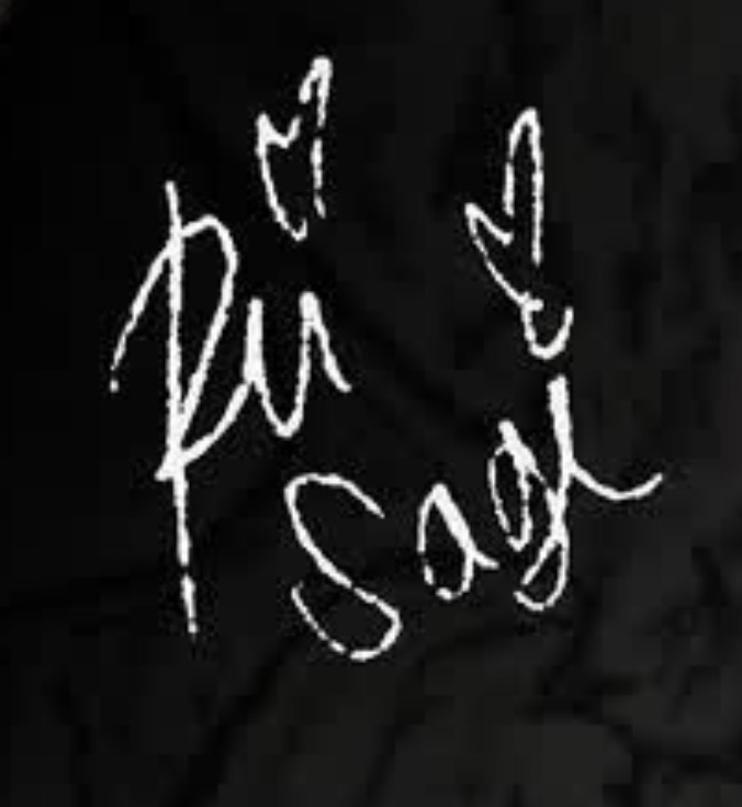 Logo s bílým rukopisným nápisem na tmavém pozadí